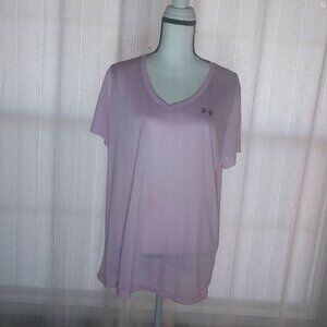 UNDER ARMOUR Heat Gear Loose Short Sleeve V-Neck Jersey Pink 2XL